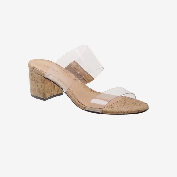 Schultz Victorie Heeled Sandal Minimal Mule with Clear Straps Size 10B - Picture 1 of 6